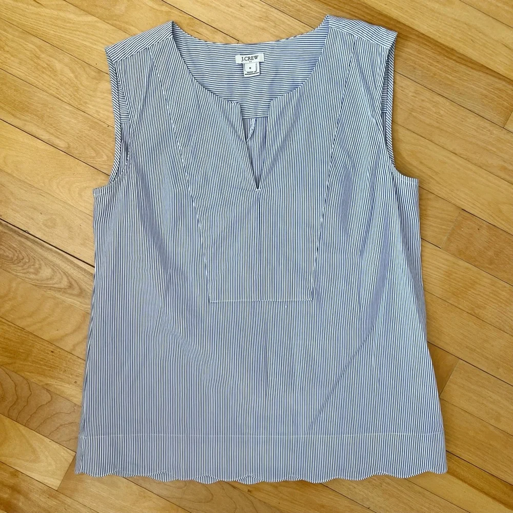 J. Crew Sleeveless Blue Stripe Blouse - Size 0